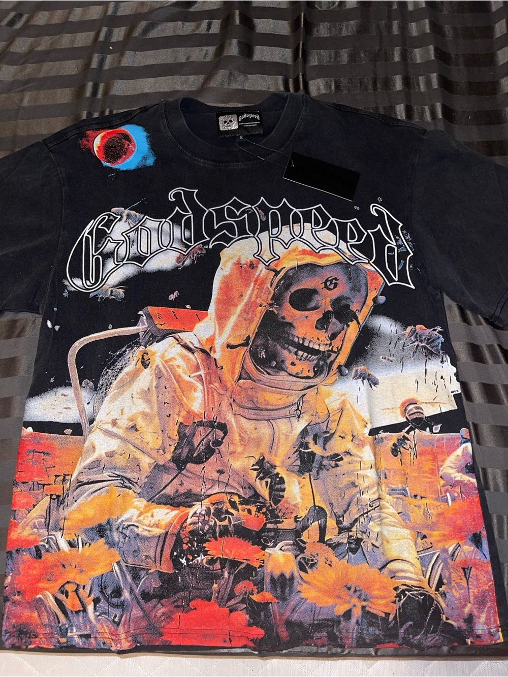 Godspeed Black Graphic Short-Sleeve Tee with Orange Astronaut Skull